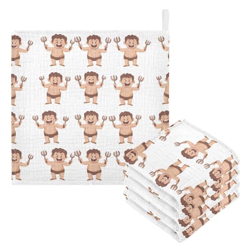 vvfelixl Cartoon Beef Eating Strongman Baby Burp Cloths Baby Muslin Washcloths for Boys Girls Cotton Babys Face Towel for Newborn Infants Soft and Absorbent 11.8 X 11.8 in, 5 Pack3