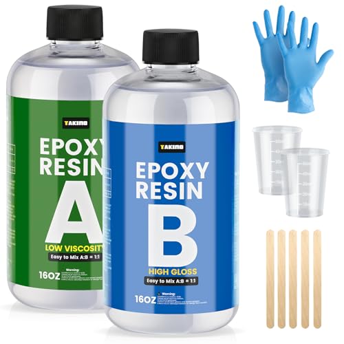 Takimo T5002 32Oz Crystal Clear Resin Kit,No Bubble & Not Yellowing Epoxy Resin cover