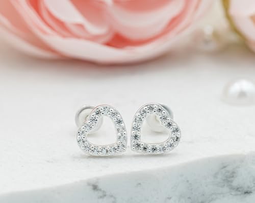 Cherished Moments Children's Sterling Silver Open Heart Stud Earrings with Screw Backs for Babies, Toddlers, or Little Girls4