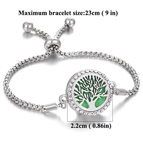 JEAN SMILE Essential Oil Diffuser Bracelet Aromatherapy Locket Scent Bracelet Adjustable Bracelet Tree of Life Styles Set with 10 Refill Pads,Pads Send a Beautiful Gift Box - Image 3