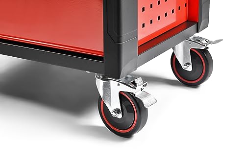 Werkstattwagen mit 8 Schubladen, rot/schwarz, roll- und abschließbar, 678 x 459 x 777 mm – Bild 6
