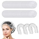 Tomedeks 100 Stück Duschhaube Shower Cap Duschhaube Damen Haarhaube Duschhauben Einweg Einweg Duschhaube, Kunststoff Duschkappe, Haarschutz Haarhaube für Salon, Spa, Reise, Hotel, Dusche