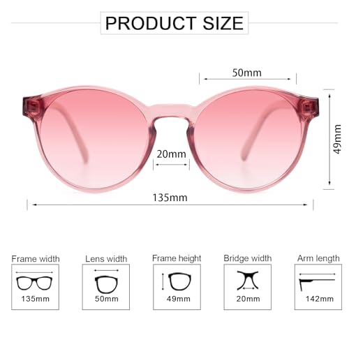 COLOSSEIN Sunglasses Womens,Pink Sunlgass,UV400 Lens Round Frame Retro Sunglasses3