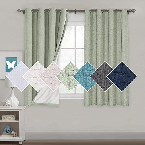 H.VERSAILTEX 100% Blackout Curtains for Bedroom 63 Inches Long Grommet Linen Face Full Light Blocking Curtain Drapes for Living Room Thermal Linen Look Curtains 2 Panels Set, 52