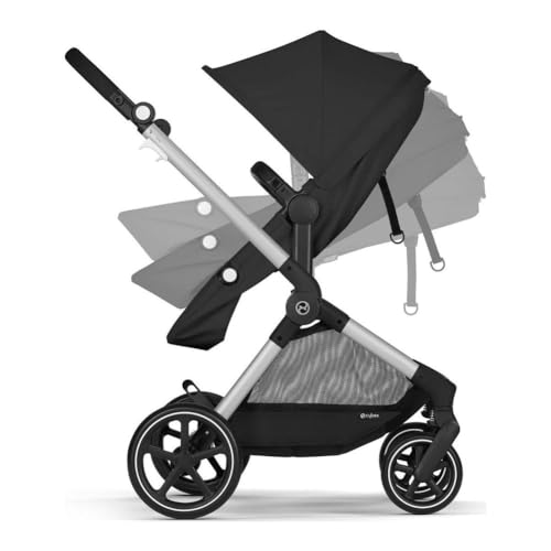 Cybex EOS 5-in-1 Travel Stroller + Aton 2 Infant Car Seat with SensorSafe & Load Leg – Converts from Carriage to Reversible Toddler Seat, Travel System Ready, Lightweight & Comfortable, Black/Black by Cybex - Image 7