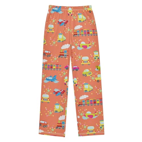 ZZXXB Steam Train Airplane Boys Long Pants Soft Trousers Elastic Waist Kids Lounge Bottoms with Pockets S-XL