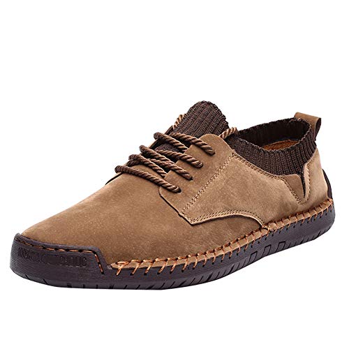 BIFINI Mens Suede Loafers Flats Sneaker Hand Stitching Outdoor Walking Daily Shoes