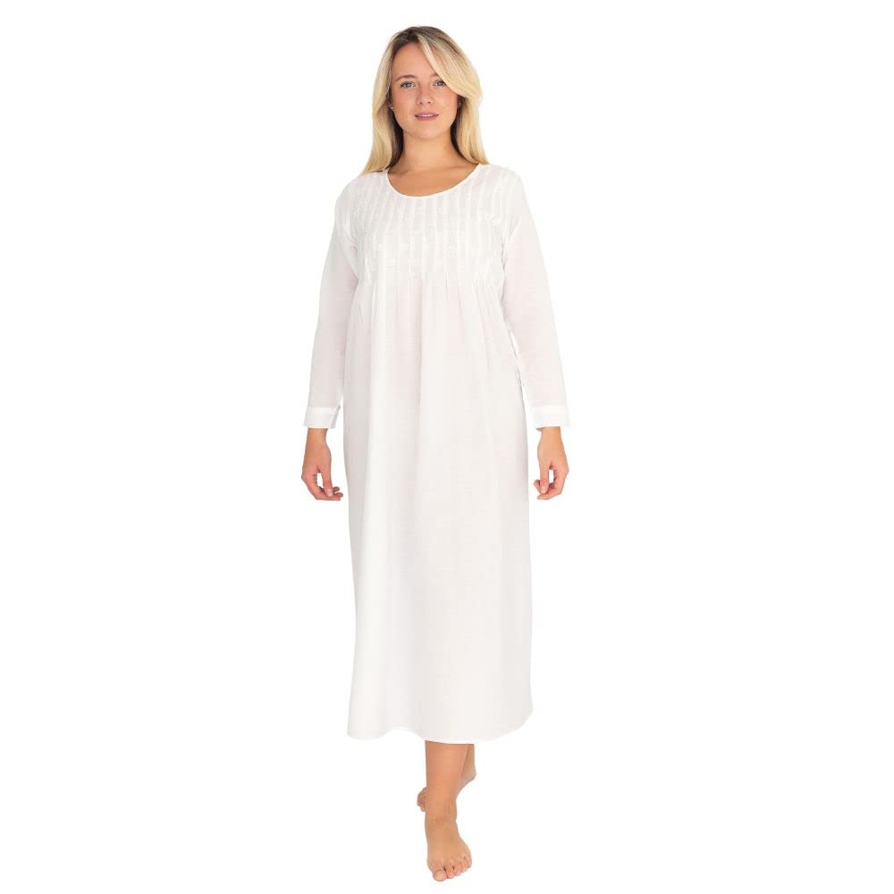 Lunn Antiques Victorian Style Nighdress Lizzie | White, Cotton, Long Sleeve