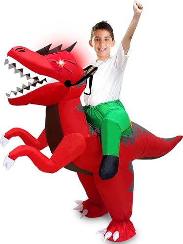 Disfraz inflable para niños Dinosaurio T-Rex con ojos LED miniatura 3