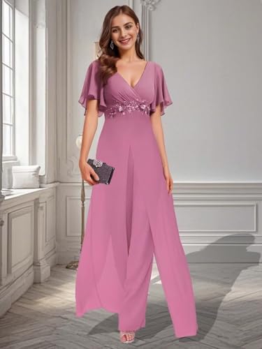 Mother of The Bride Pant Suits for Wedding Chiffon Jumpsuit Women's Formal Outfit3