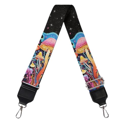 Image of GLENLCWE Art Pink Mushroom Print Purse Strap Wide Shoulder Strap Adjustable Replacement Belt for Crossbody Bag