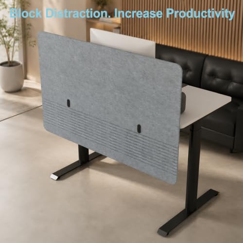 Image of Desk Privacy Panel with Wire Management, 47.2 x 22.5 inch Sound Absorbing Felt Cubicle Desk Divider with Hidden Cord Organizer, Clamp or Screw Mount, Acoustic Partition for Office & Home