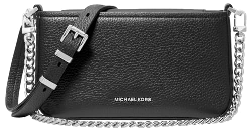 Michael Kors Bryant Small Convertible Crossbody Bag, Bandolera para Mujer, Herrajes Plateados/Negro, Talla única