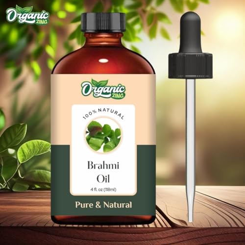 Image of Organic Zing Brahmi Oil Pure & Natural for Skin, Face, Hair Care, Aromatherapy, Diffuser, Conditioner- 118ml