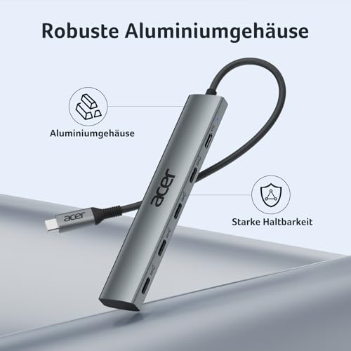 Acer USB C Hub 10Gbps mit Typ-C 100W Stromversorgung Ultra Slim 4*USB-C 3.2 – Ansicht 6