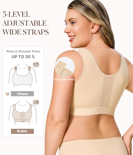 Image of BRABIC Post Surgery Front Closure Bras for Women No Underwire Compression Surgical Mastectomy Everyday Bra
