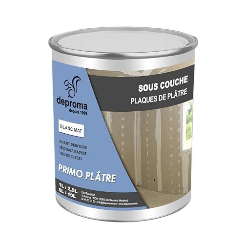 DEPROMA Sous couche d'impregnation plaques de plâtre - Qualité professionnelle (1 Litre)
