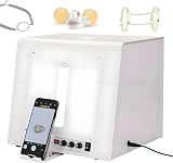 Jewelry Photography Kit with Light Box, 360° Rotating Turnta...
