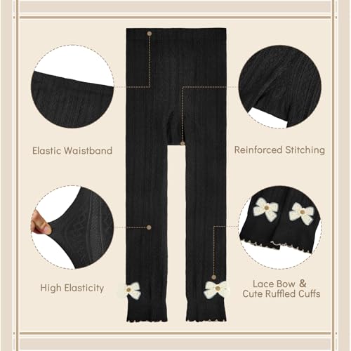 Zando Bows Toddler Girl Leggings Stretchy Footless Tights for Girls Baby Girl Pants 3 Pack Breathable Daily Outdoor Play3