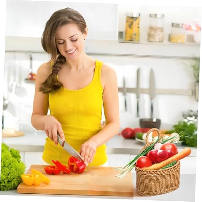 Ciieeo Small Woven Storage Basket Kitchen Hanging Basket Rattan Garlic Holder