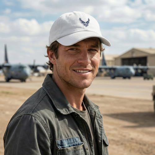 Speedy Pros Soft Baseball Cap Air Force Emblem Embroidered Military Insignias Twill Cotton Dad Hats for Men & Women White Design Only