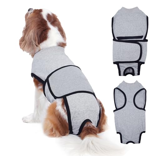 Image of Nanaki Dog Surgery Suit Female Spay-Male Neuter Onesie for Surgery, Abdominal Wounds Bandages, Post-Op Wear Protective Dog Pajamas Recovery Suit, Soft E-Collar Alternative Prevent Licking, M
