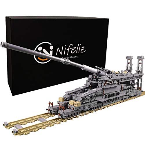 Nifeliz Railway Tank Model Gustav Dora MOC Building Blocks and Construction Toy, Adult Collectible Model Army Set to Build, 1:72 Scale Railcar Tank (3846 Pcs)