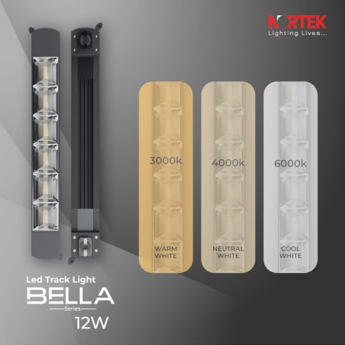 Image of Nortek Bella+ 12W Track Light | LED Spot Light for Ceiling, Focus Lights for Wall & False Ceiling | Adjustable Track Lights for Home, Showroom | Modern Spotlight Design - Cool White, 1
