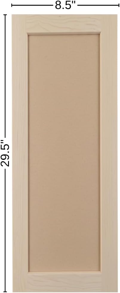 8.5" x 29.5" Unfinished Shaker Cabinet Door Replacement – Solid Maple Stiles & Rails with MDF Center Panel – Paintable Replacement Cabinet Doors Shaker Style for Kitchen & Bathroom Refacing