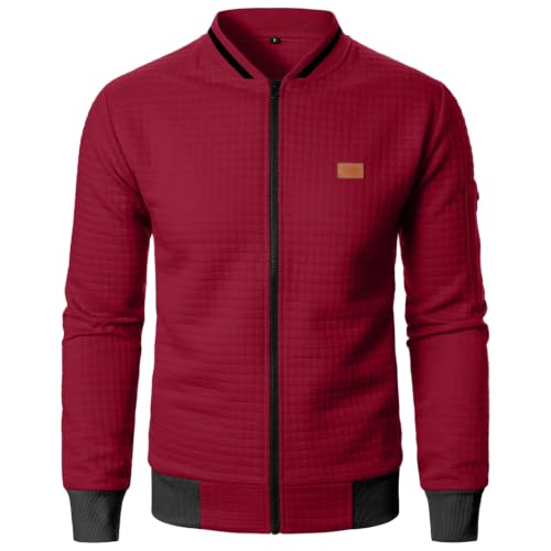 Quilted Bomber Jacket Men Lightweight Fall Zip Up Jacket with Sleeve Pocket - image 6