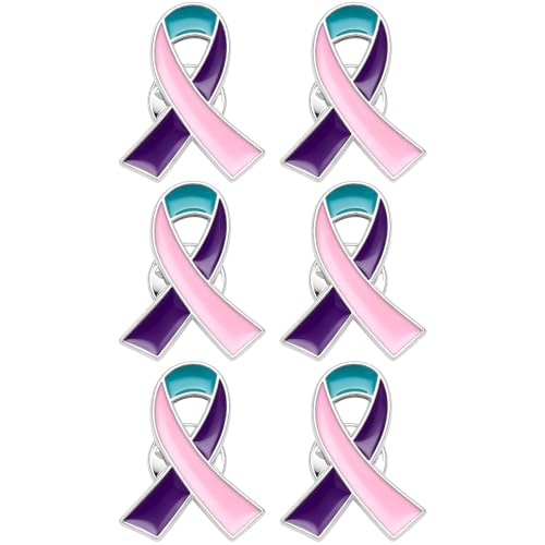 Image of 6Pcs Awareness Enamel Ribbon Lapel Pins Ribbon Brooch Pin for Charity Events Survivor Campaign Party Favors Supplies