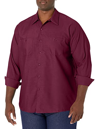 Image of Red Kap Men's Long Sleeve Industrial Work Shirt | Moisture Wicking Button Up, Wrinkle Resistance Fights Fading & Stains