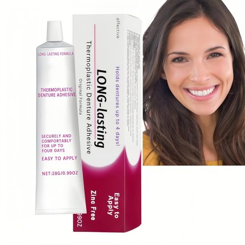 Thermoplastic Denture Adhesive Cream,Thermoplastic Denture Cushion Adhesive,Convenient Dental Glue for Teeth,Comfortable Non-Glue Long Holding Reliner,Den/tal Gl/ue for Teeth Repair