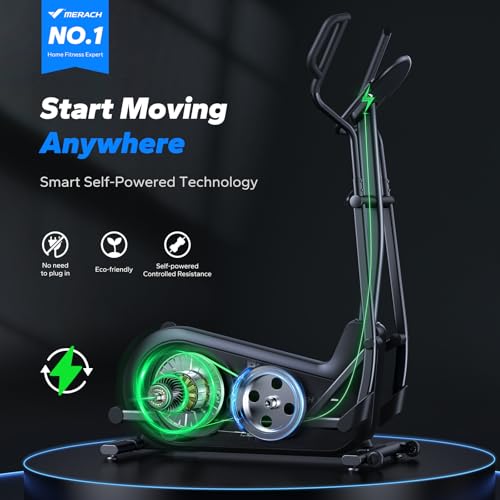 MERACH Elliptical Machine, Elliptical Exercise Machine with 18.5IN Stride, Hyper-Quiet Magnetic Drive System, Elliptical Trainer with 16 Resistance Levels, 400LBS Loading Capacity