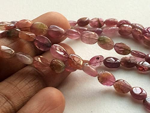 Perles de tourmaline rose naturelle LKBEADS pépites ovales 5-8mm fil 8 pouces pour création bijou