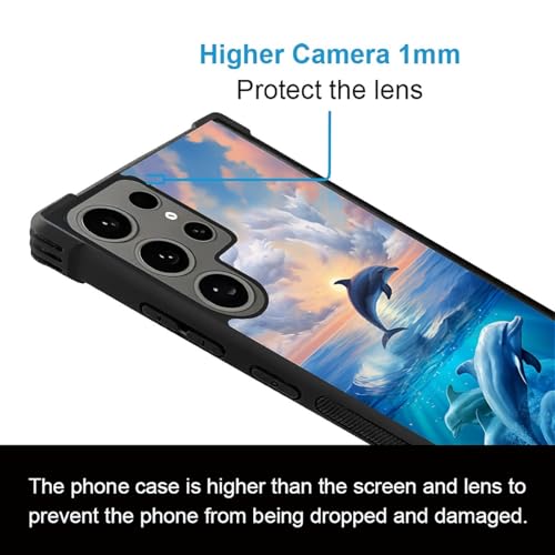 FKBRCL4U for Samsung Galaxy S24 Ultra Case, Sunset Dolphin Ocean Pattern Graphic Design Girl Boy Soft Silicone Hard Acrylic Shock Protection for Samsung Galaxy S24 Ultra - image 5