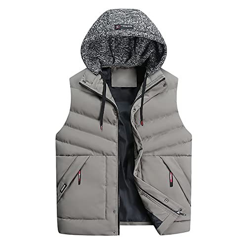 Generisch Weste, Herren Warme Mit Reißverschluss Taschen Daunenweste Strickweste Jacke Abnehmbare Ärmel Daunen Fleece Weste Leicht Windstopper Fahrrad Gaastra Jacket Sport Veste (7XL, Khaki)
