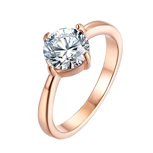 Bague anneau femme acier inoxydable solitaire zircone cubique argent