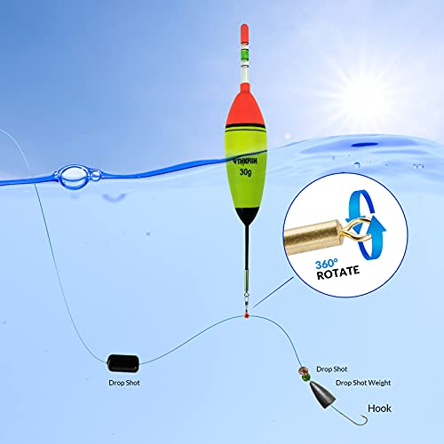 QualyQualy Lighted Fishing Slip Bobber 5Pcs Wood/EVA Slip Bobbers + 10Pcs Fishing Glow Sticks, Night Fishing Light Up Slip Bobber for Fishing Crappie Bluegill Trout Bass Panfish Catfish Walleye