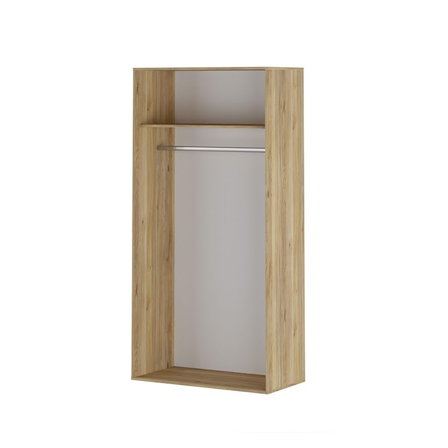 mattfy - Armario de Dos Puertas Correderas con Altillo Modelo Dagna para Dormitorios de Matrimonio e Infantiles, Color Roble Miel, Medidas: 100 cm Ancho x 200 cm Alto x 50 cm Fondo
