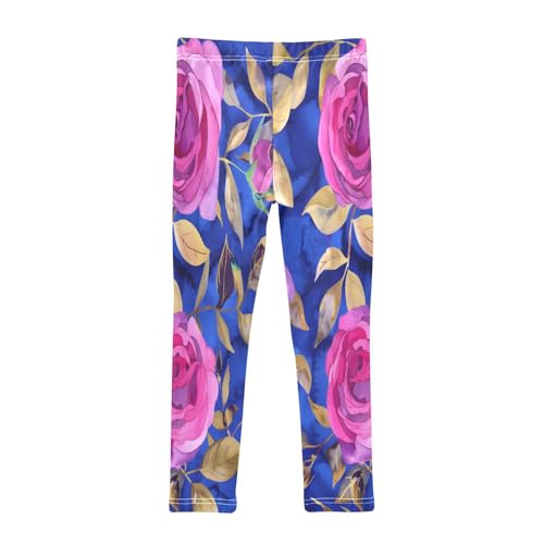 Toddler Girls Leggings Printed Yoga Pants Leggings Bright Pink Roses for Kids2