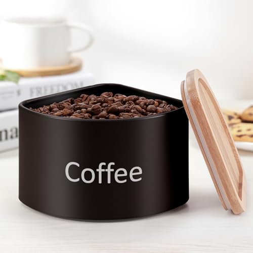 EHC Tea Coffee Sugar Canister Set, Set of 3 Stackable Kitchen Canisters Sets, Airtight Jars Easy Open Corner Space Saving Design, Black - Cosy Home Interiors EHC Tea Coffee Sugar Canister Set, Set of 3 Stackable Kitchen Canisters Sets, Airtight Jars Easy Open Corner Space Saving Design, Black - Image 5