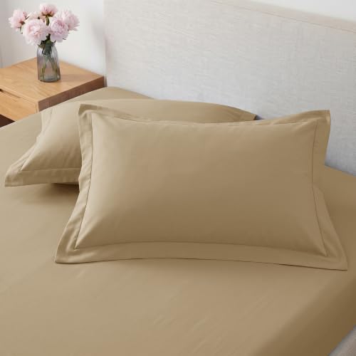 Image of Story@Home 300 TC Cotton King Size Fitted Bedsheet, Beige, 182 x 198 cm