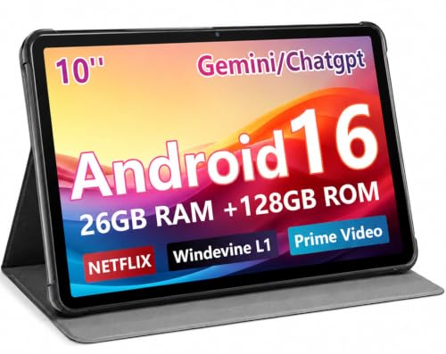 Image of Android Tablet 10 inch, Android 16 with 26GB RAM 128GB ROM with 7000 mAh | Android 16 OS Gemini AI Google GMS Certified T606 Octa-Core 10.1 inch HD Wi-Fi 6 BT 5.0 GPS 7000mAh Battery