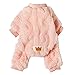 Loyanyy Plush Dog Pajamas for Cold Weather 4 Legged Clothes for Dog Cat Stretchy Puppy Kitten Onesie with Buttons Warm Soft Pet Jumpsuit Winter Coat Pink Medium