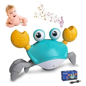 Crawling Crab Baby Toy Crab Toys for Kids with Music and LED Lights Can Automatically Avoid Obstacles Gifts for Baby Boys and Girls Over 36 Months Old
