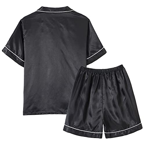 Vopmocld Big Kids Unisex Pjs Set Girls Boys Silk Pajama Sets Satin Clasic Sleepwear Summer 2 Pieces Button Down Nighty2