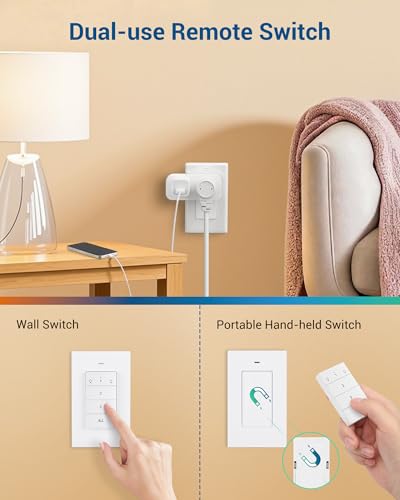 DEWENWILS Remote Control Outlet Wireless Light Switch, 2 Independent Control Sockets Electrical Remote Outlet Switch for Plug in Pendant Light, No Wiring,100 Ft Range