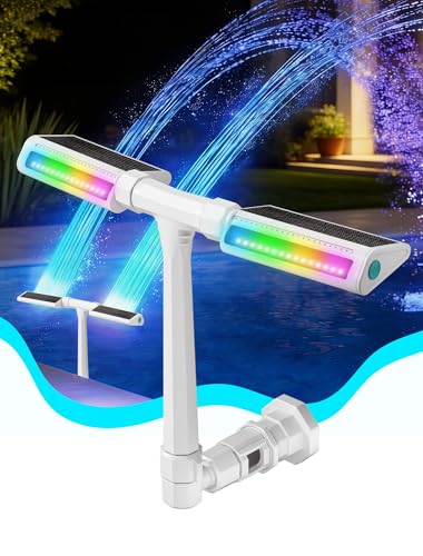 POOLHOUR 2026 Solar Pool Fountain, Height Upgrade 10-Color 4-Mode LED Lights, 360° Adjustable Dual...