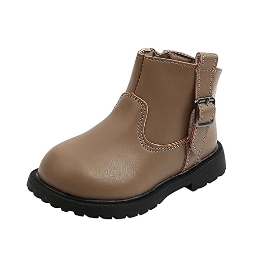 Fashion Autumn and Winter Girls Boots Round Toe Flat Sole Thick Bottom Non Slip Buckle Warm Solid Toddler Baby Boots